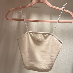 Adidas Originals Neutral Beige Spaghetti Strap Crop Tank (XS)